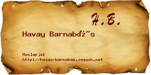 Havay Barnabás névjegykártya